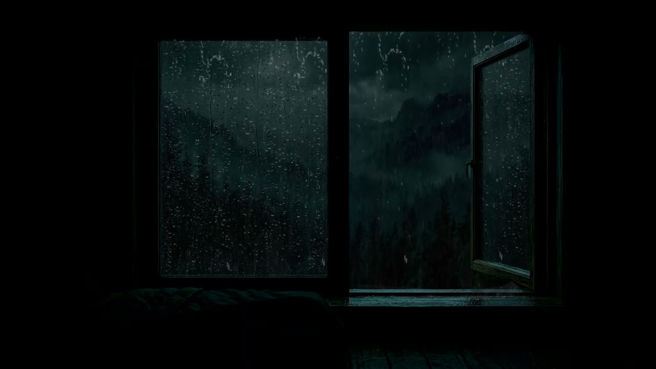 Night Rain on Window | Peaceful Bedroom Ambience for Deep Sleep and Relaxing Rain Sounds