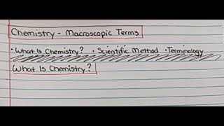 Essential Ideas - 1. Chemistry and the Scientific Method