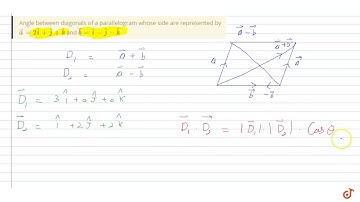 Angle between diagonals of a parallelogram whose side are represented by `vec a= 2 hat i + hat ...