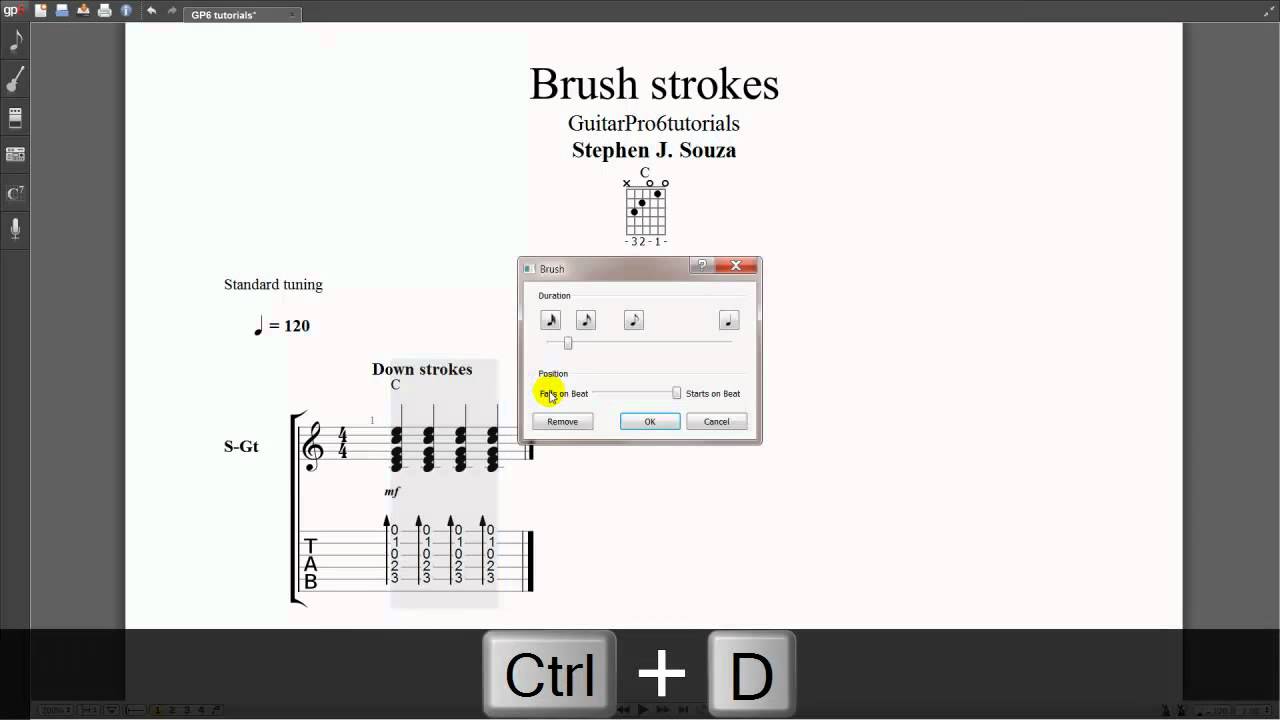 Guitar Pro 6 tutorial brush strokes (strumming) YouTube
