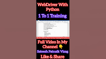 Selenium WebDriver With Python Class By Sateesh Patnaik| How To Configure WebDriver With Python👇Desc