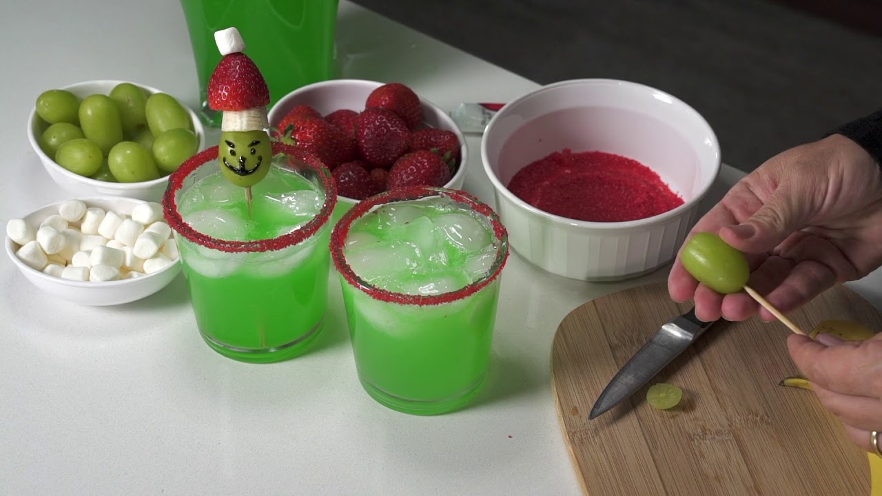 Green Grinch Punch and Grinch Kabob Recipe Video