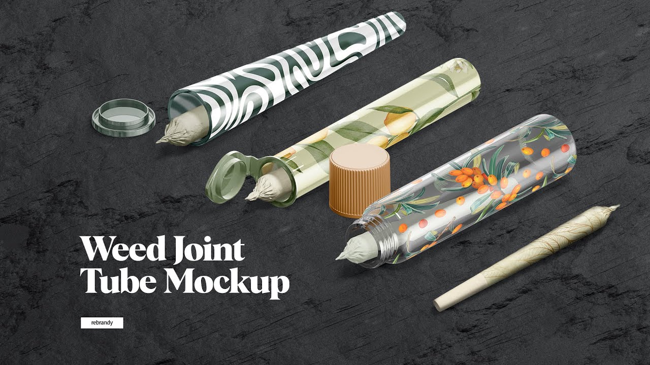 Weed Joint Pre-Roll Tube Mockup Presentation