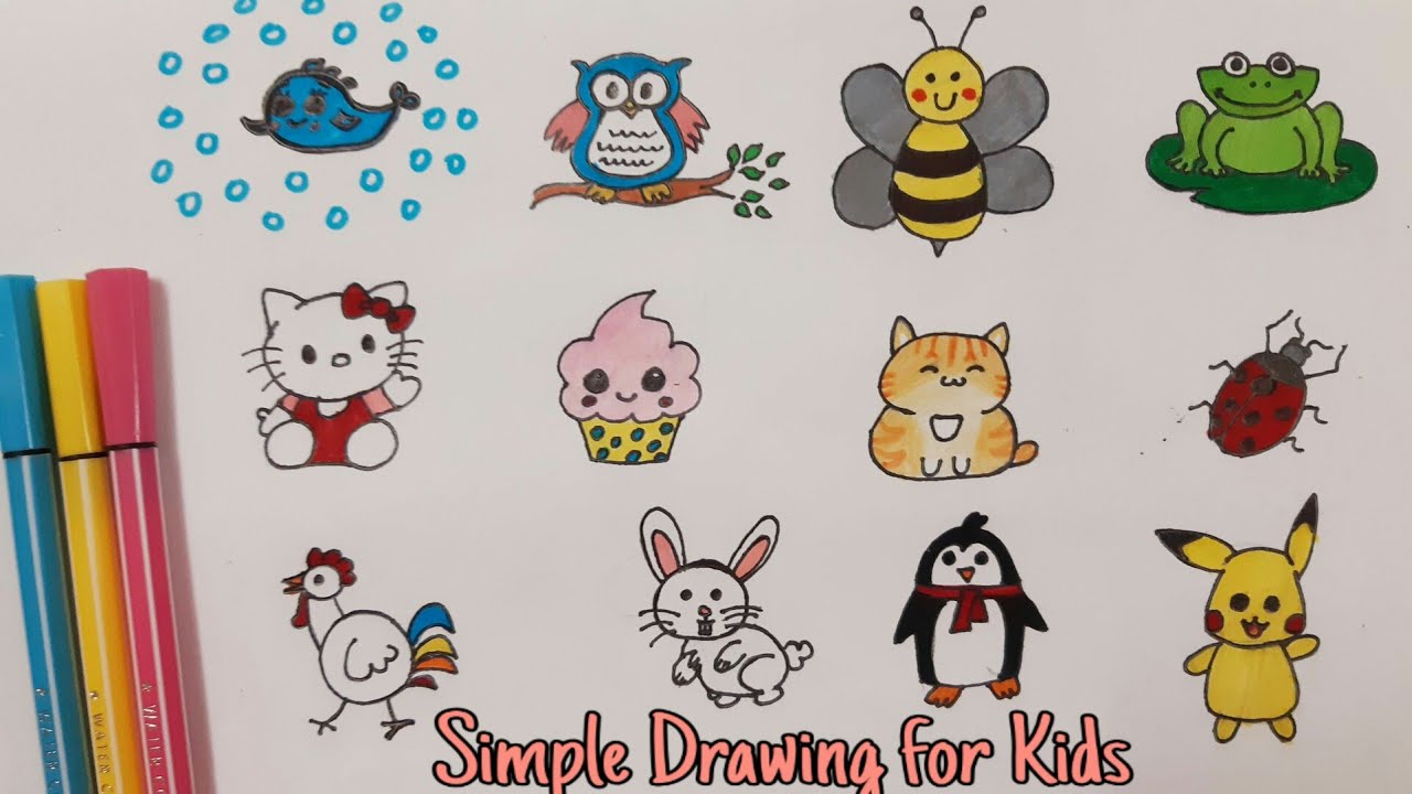 12 رسمة بسيطة وجميلة للأطفال 😍👌 12 simple and beautiful drawing for  children