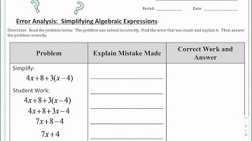 ERROR ANALYSIS EXAMPLE #1 VIDEO