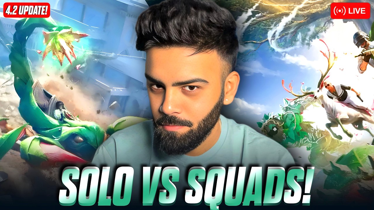 SOLO VS SQUADS 4.2 UPDATE LIVE WITH REGRETS 🔥 #bgmilive #pubglive