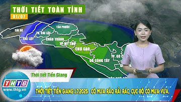 Thời tiết Tiền Giang 1.7.2025:  có mưa rào rải rác, cục bộ có mưa vừa.