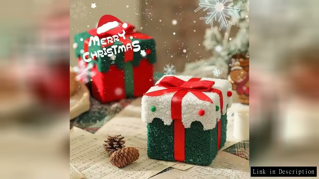 Christmas Gift Box Reindeer Xmas Tree Felt Box with Ribbon Multifunctional Plush Candy Treat Box for