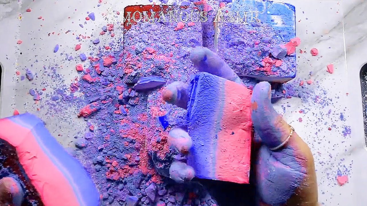 Colourful Dyed Gym chalk Crumbling #oddlysatisfying #gymchalkcrush # ...