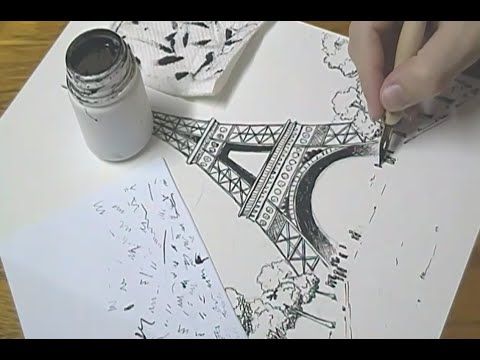 Speed Drawing - Eiffel Tower (aquarela/watercolor)