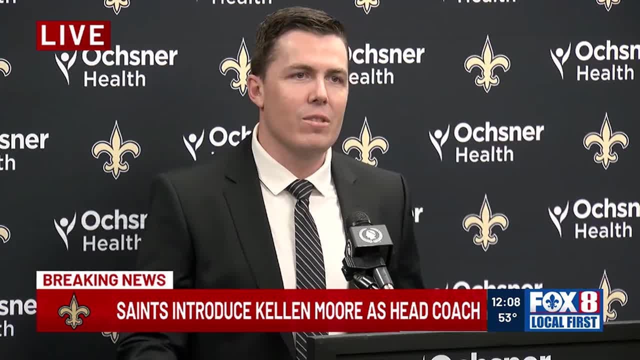 Saints introduce Kellen Moore as new head coach - YouTube