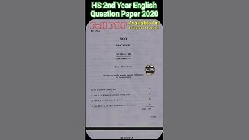HS 2nd Year English Question Paper 2020 || HS final exam english question paper 2020