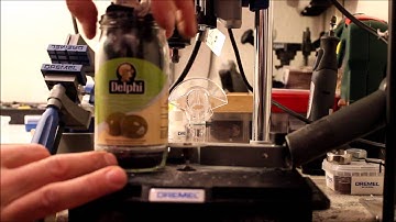 Tip of the day: Cutting mason jar with Dremel router table.