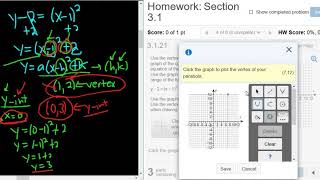 Graph the Quadratic Function y - 2 = (x - 1)^2 using the Graphing Tool in MyMathlab