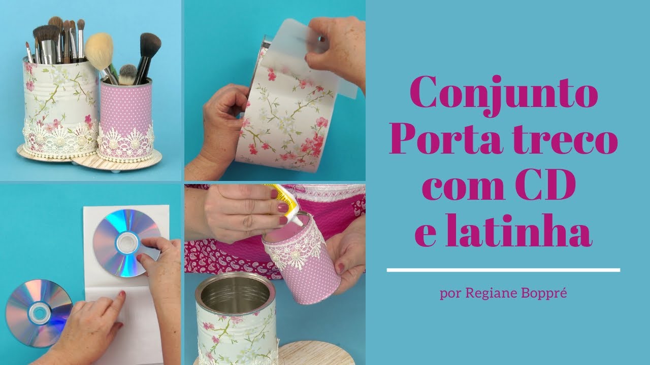 Conjunto Porta treco com CD e latinha - por Regiane Boppré