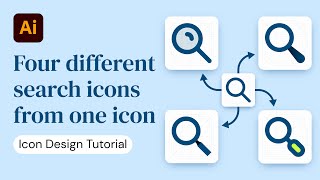 Designing four different search icons from one simple icon - Adobe Illustrator tutorial | NQdesign