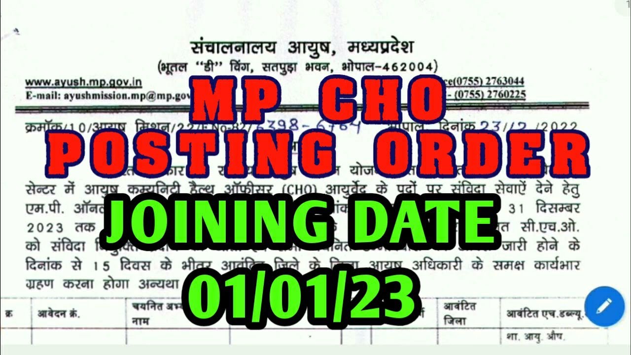 NEW CHO POSTING ORDER