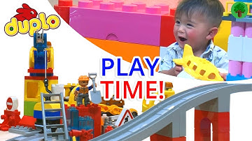 PLAY TIME! - LEGO DUPLO Construction Site with Train, Excavator and Factory