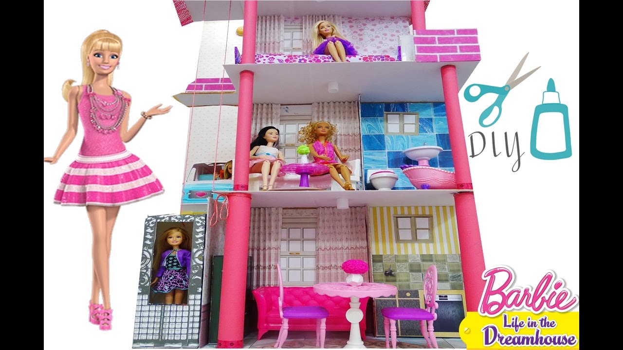 barbie asansorlu ruya evi nasil yapilir kendin yap diy barbie oyuncak bebek elbisesi sevimli karikatur