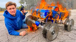 SAW BLADE MONSTER TRUCK CAUGHT FIRE!
