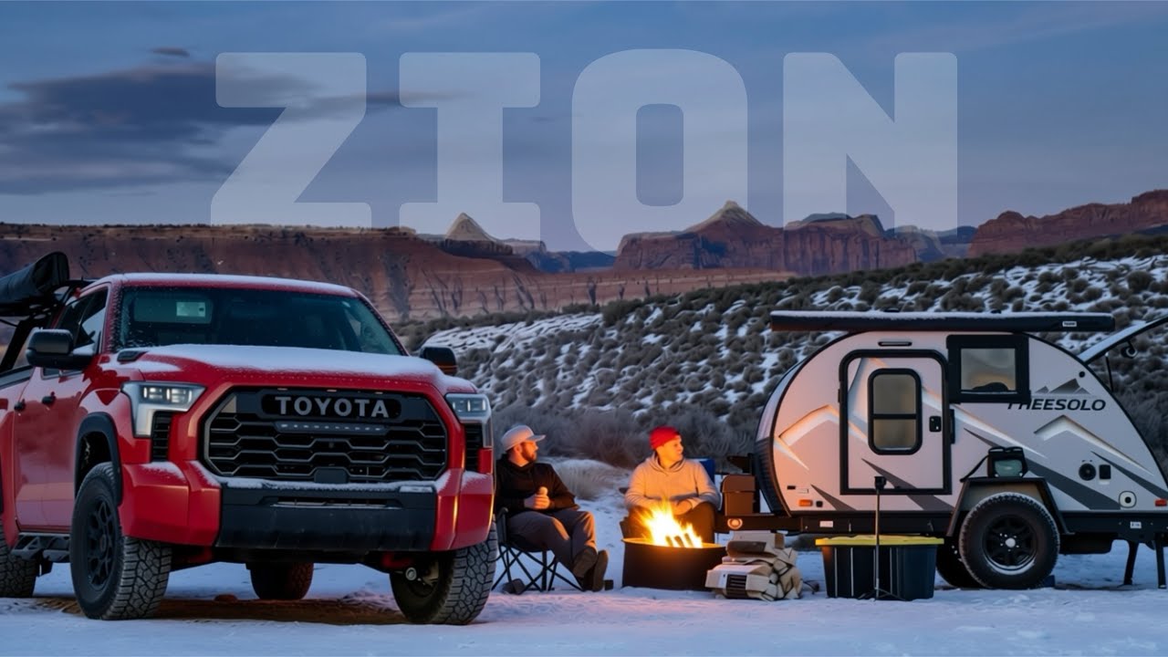 Winter Camping Outside Zion National Park | Heated Teardrop