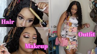 Get Ready With Me: Hair, Makeup \& Outfit ft. Dsoar Hair