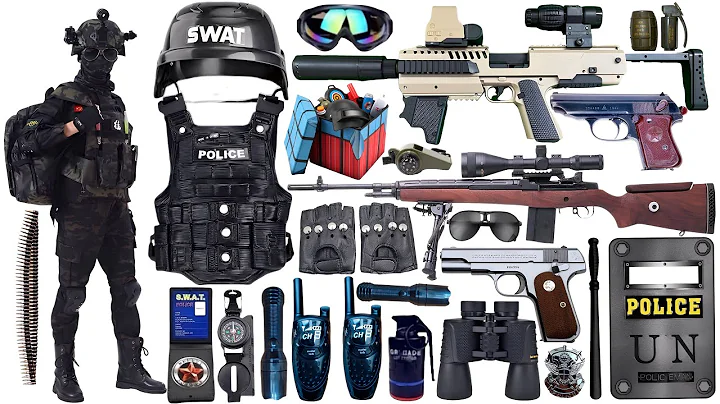Unboxing of SWAT weapons toy set, modification of Glock pistol, RPG rocket launcher, assault rifle