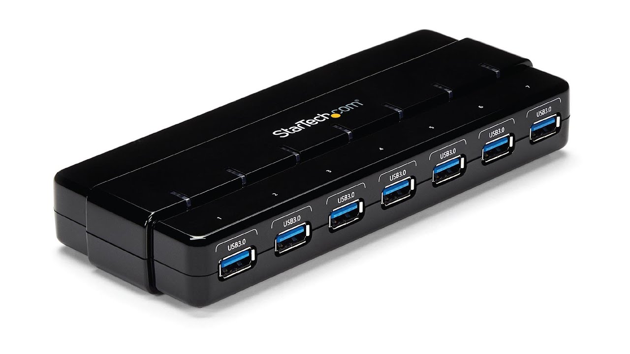 Powered 7-Port USB 3.0 Hub, ORICO USB Data Hub with 12V Power Adapter,  Multi USB 3.0 Splitter with 3.3 Ft Long USB Cable for PC, Laptop, Keyboard