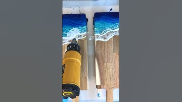 Epoxy Resin Tutorial Ocean Waves On A Charcuterie Board! #howto #resin  #shorts