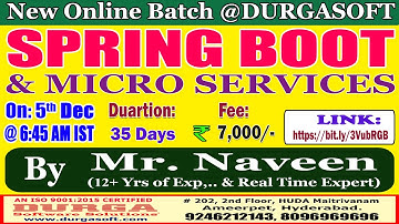 SPRING BOOT & MICRO SERVICES Online Training @ DURGASOFT