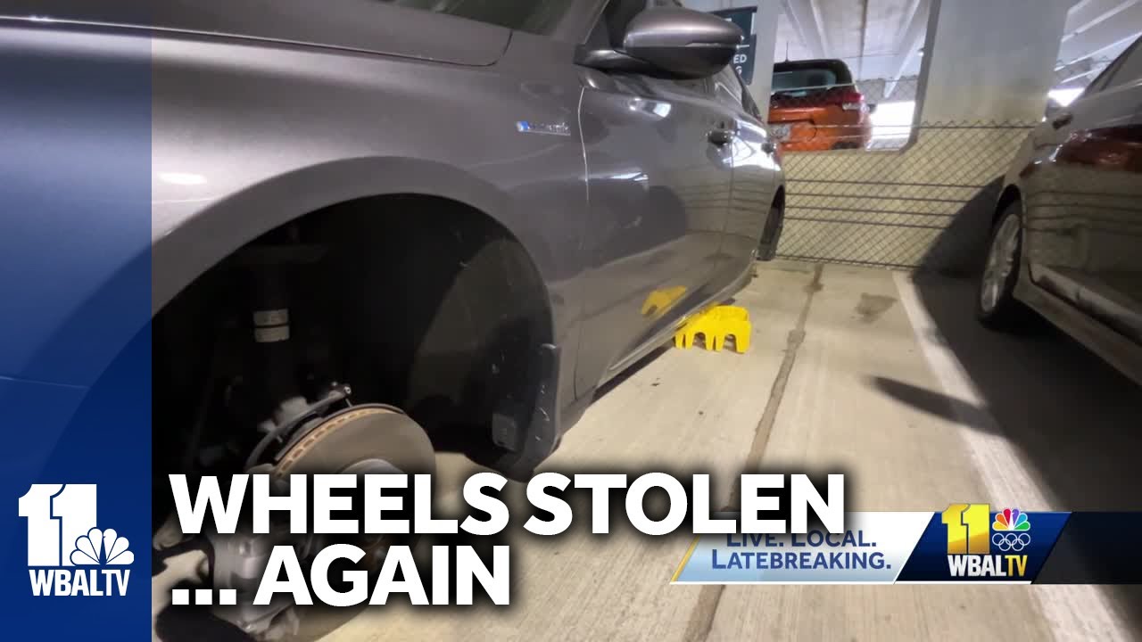 Thieves steal car's tires in Elkridge again - YouTube