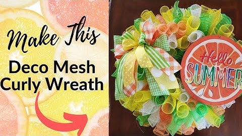 How To Make A BASIC CURLY DECO MESH WREATH | Curly Wreath Tutorial | Dollar Tree Summer Wreath DIY