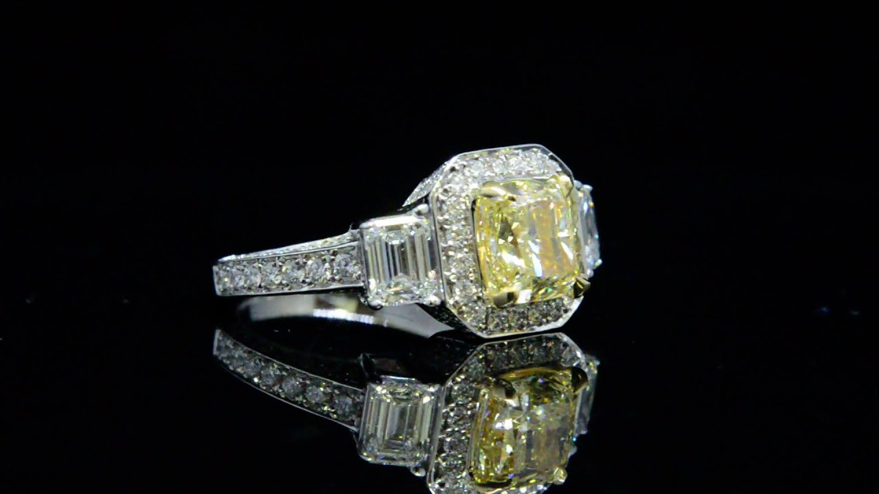 Geometric Emerald Cut Diamond Engagement Ring 2.9-3.2 ct