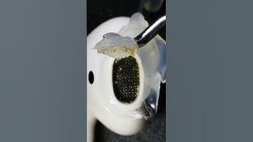 Cleaning AirPods with hot glue cap | don’t try this ⚠️ #asmr #satisfying #waitforit #cleaning