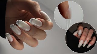 🤍 Gel tips / Quick nail extension with tips / Transparent nails