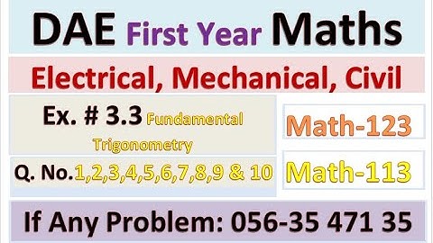 Lec. 15 |Math 123 113 |DAE 1st Year App. Math| Fundamental Trigonometry | Ex 3.3 & 5.3 | Q 1 to 10 |