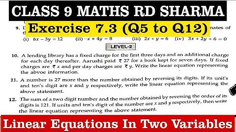 RD Sharma Ex 7.3 Q5 to Q12 Solutions for Class 9 Maths Chapter 7 Linear Equations in two Variables