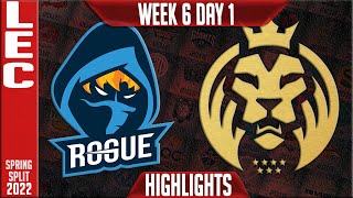 RGE vs MAD Highlights | LEC Spring 2022 W6D1 | Rogue vs MAD Lions