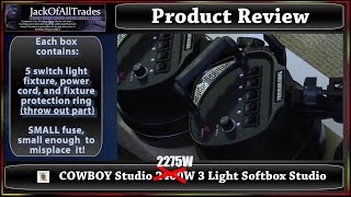 Cowboy studio 2275W 3 soft box light studio review with setup and testing screenshot 2