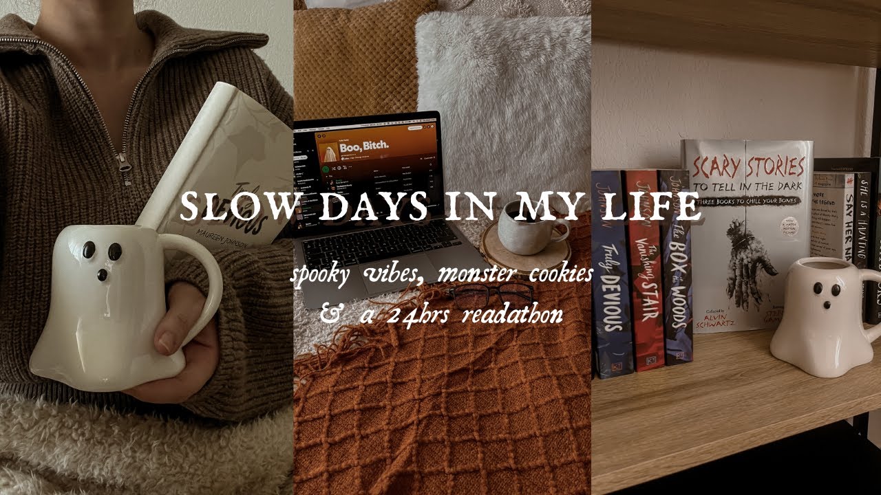 Slow days in my life | spooky vibes, monster cookies & a 24hrs readathon 🍪🎞️👻