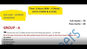 CSE 5th Semester DCN 2018 Previous Year Question Bank || Computer Science Engineering ||data&communi