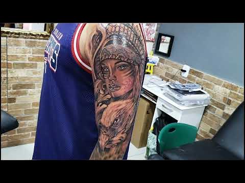 Tattoo Dama xadrez TIMELAPSE by Rafáel Riberio (Nossa Honra) 