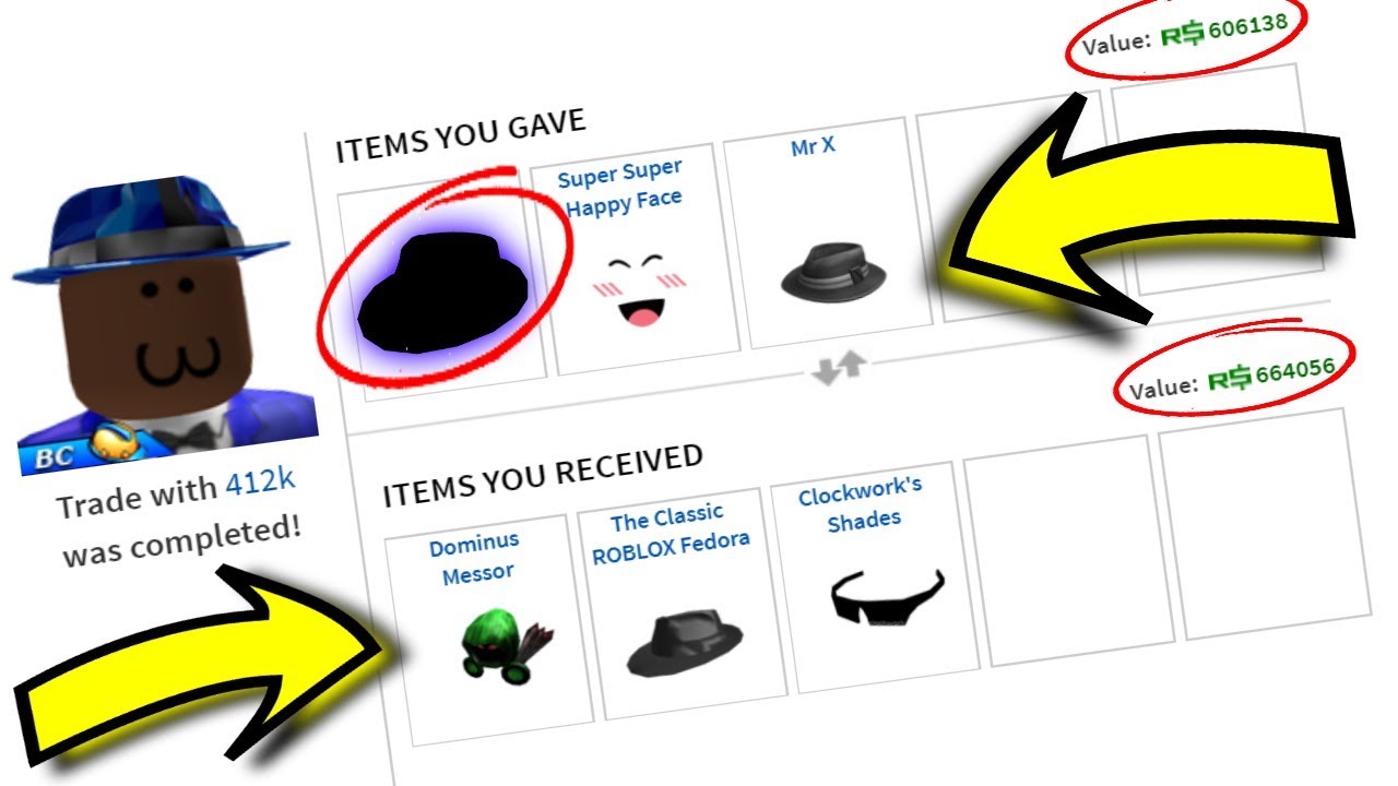 Trading My Hat For 1 000 000 Robux Value Roblox Youtube