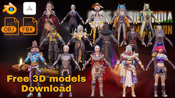 Characters 3d model pack pubg mobile prisma3d Blender bon fbx obj free download