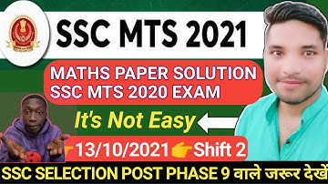 SSC MTS 2021 Solved Paper | 13 October 2nd Shift Maths Solution by Nandu kr | mts 2020 math solution