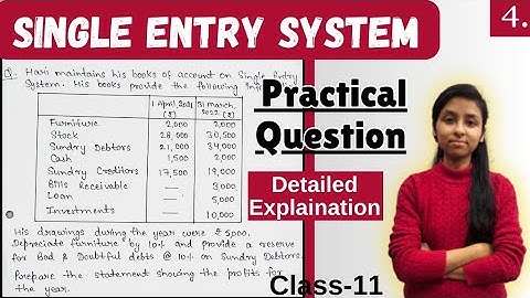 Practical Question | Single Entry System | Class-11 Accountancy | #youtubevideo #accountancy #study