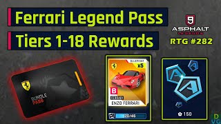 Asphalt 9 | Ferrari Legend Pass - Tiers 1-18 Rewards | RTG 282