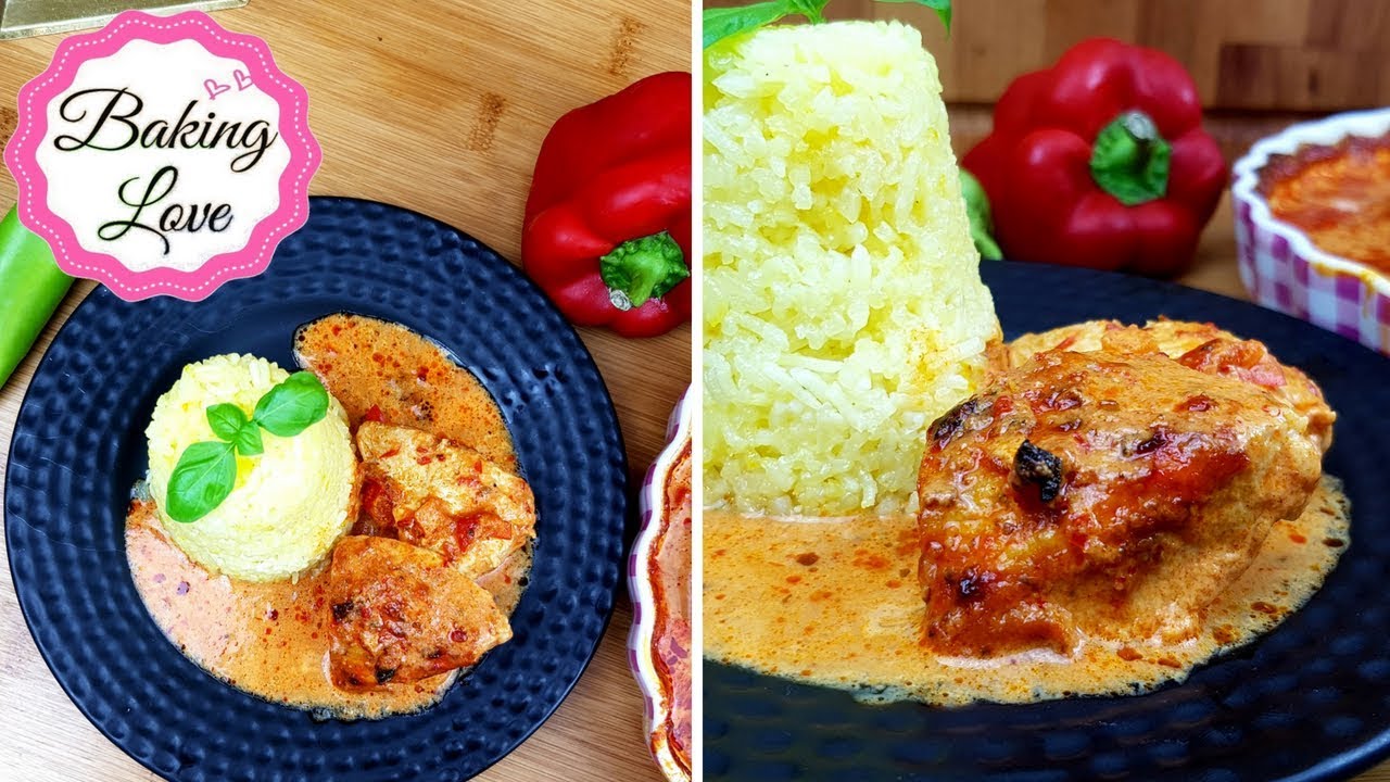 Köstliches Paprika-Sahne Hähnchen an Safranreis I Turborezept I Ofengericht