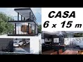 CASA DE 6  x 15 metros - COM COBERTURA GOURMET