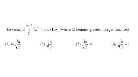 JEE MAIN 2021 SOLUTION - Value of integrate(0,√π/2)[[x^2]+cosx]dx [•] denotes greatest integer